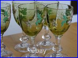 Legras 6 Anciens Verres Liqueur Verrerie Emaille Art Nouveau