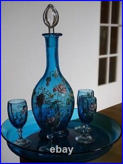 Legras Ancien Service A Liqueur Couleur Bleu Decor Florale Emaille Art Nouveau Legras Ancien Service A Liqueur Couleur Bleu Decor Florale Emaille Art Nouveau
