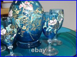 Legras Ancien Service A Liqueur Couleur Bleu Decor Florale Emaille Art Nouveau Legras Ancien Service A Liqueur Couleur Bleu Decor Florale Emaille Art Nouveau