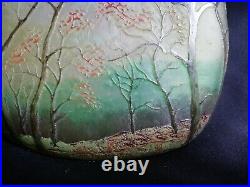 Legras Coupe en verre gravé à l'acide décor forêt perspective Art nouveau