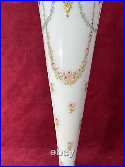 Legras Enamelled Alabaster Glass Vase Opaline Emaille Or Louis XVI Art Nouveau