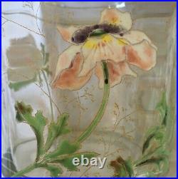 Legras Enamelled Glass Seau Pot A Biscuit Jar Barrel Emaille Fleurs Art Nouveau