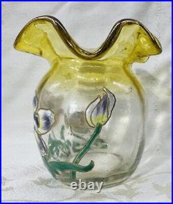 Legras Enamelled Glass Vase Emaille Fleurs Anemones Art Nouveau Jugendstil 19eme