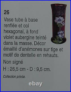 Legras Enamelled Glass Vase Emaille Fleurs Anemones Art Nouveau Jugendstil 19eme