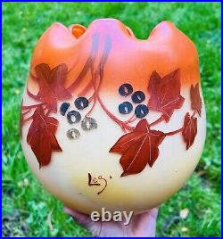 Legras Enamelled Glass Vase Emaille Fleurs Fruits Art Nouveau Jugendstil 19eme