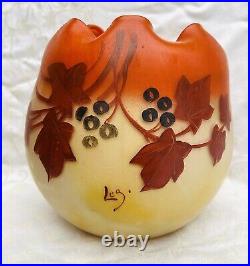 Legras Enamelled Glass Vase Emaille Fleurs Fruits Art Nouveau Jugendstil 19eme