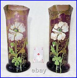 Legras Enamelled Glass Vase Emaille Fleurs Pavots Art Nouveau Jugendstil 19eme