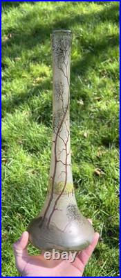 Legras Enamelled Glass Vase Emaille Lacustre Bateau Voilier Art Nouveau 19eme A Legras Enamelled Glass Vase Emaille Lacustre Bateau Voilier Art Nouveau 19eme A