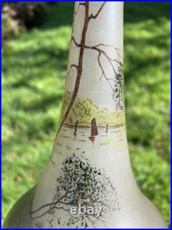 Legras Enamelled Glass Vase Emaille Lacustre Bateau Voilier Art Nouveau 19eme A Legras Enamelled Glass Vase Emaille Lacustre Bateau Voilier Art Nouveau 19eme A