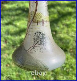 Legras Enamelled Glass Vase Emaille Lacustre Bateau Voilier Art Nouveau 19eme A Legras Enamelled Glass Vase Emaille Lacustre Bateau Voilier Art Nouveau 19eme A