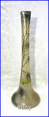 Legras Enamelled Glass Vase Emaille Lacustre Bateau Voilier Art Nouveau 19eme A Legras Enamelled Glass Vase Emaille Lacustre Bateau Voilier Art Nouveau 19eme A