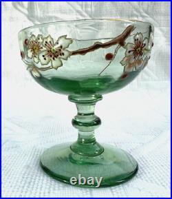 Legras Enamelled Saké Glasses Verre Service A Liqueur Emaille Fleurs Art Nouveau