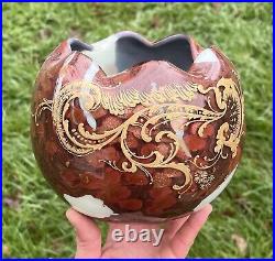 Legras Gold Enamelled Opalescent Glass Vase Opaline Emaille Or 19eme Louis XV Legras Gold Enamelled Opalescent Glass Vase Opaline Emaille Or 19eme Louis XV