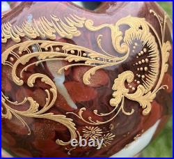 Legras Gold Enamelled Opalescent Glass Vase Opaline Emaille Or 19eme Louis XV Legras Gold Enamelled Opalescent Glass Vase Opaline Emaille Or 19eme Louis XV