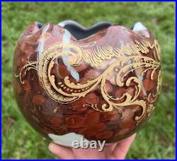 Legras Gold Enamelled Opalescent Glass Vase Opaline Emaille Or 19eme Louis XV Legras Gold Enamelled Opalescent Glass Vase Opaline Emaille Or 19eme Louis XV