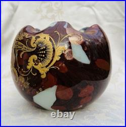 Legras Gold Enamelled Opalescent Glass Vase Opaline Emaille Or 19eme Louis XV Legras Gold Enamelled Opalescent Glass Vase Opaline Emaille Or 19eme Louis XV