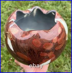 Legras Gold Enamelled Opalescent Glass Vase Opaline Emaille Or 19eme Louis XV Legras Gold Enamelled Opalescent Glass Vase Opaline Emaille Or 19eme Louis XV