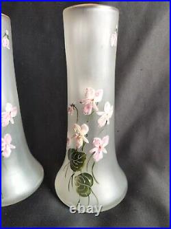 Legras/Montjoye / Paire de vases en verre émaillé aux violettes / Art Nouveau