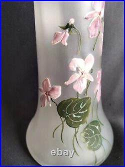 Legras/Montjoye / Paire de vases en verre émaillé aux violettes / Art Nouveau