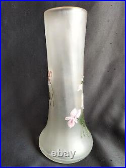 Legras/Montjoye / Paire de vases en verre émaillé aux violettes / Art Nouveau