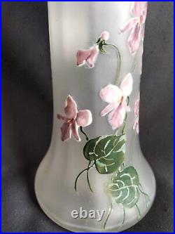 Legras/Montjoye / Paire de vases en verre émaillé aux violettes / Art Nouveau