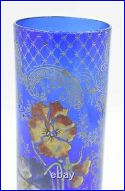 Legras Vase Cylindre Verre émaillé France, vers 1900