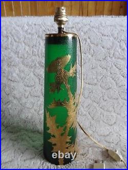 Legras ancien pied de lampe verre granité vert chardon art nouveau