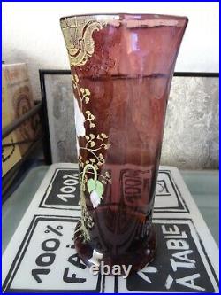 Legras ancien vase en verre émaillé à décor de pavot art nouveau