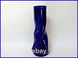 Legras vase en verre bleu rare décor émaillé glycine forme Musset art nouveau