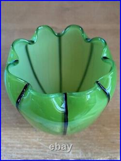 Lot 4 Tulipes Verre Cristal Vert Noir 1900 Glass Shade Was Benson Art Nouveau