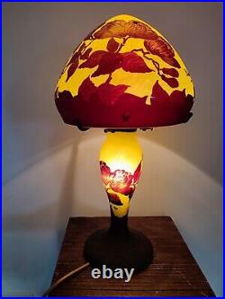 MAGNIFIQUE Lampe champignon SCHNEIDER TIP pâte de verre Art nouveau Fleurs
