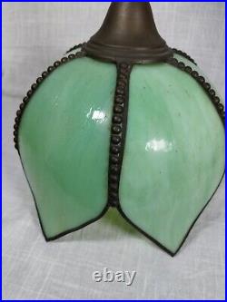 Magnifique lustre lampe suspension tulipe en verre scorie vert style Art nouveau