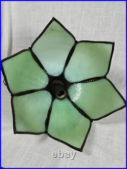 Magnifique lustre lampe suspension tulipe en verre scorie vert style Art nouveau