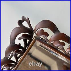 Miroir à poser Art Nouveau Cadre bronze Verre biseauté Haut. 35 Cm