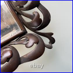Miroir à poser Art Nouveau Cadre bronze Verre biseauté Haut. 35 Cm