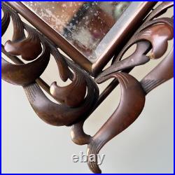 Miroir à poser Art Nouveau Cadre bronze Verre biseauté Haut. 35 Cm