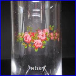 N23.178 verre cristal 5 flutes champagne France fleur rose rouge art nouveau