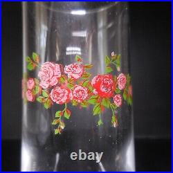 N23.178 verre cristal 5 flutes champagne France fleur rose rouge art nouveau
