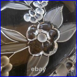 N9017 Coupelle vide-poche verre rond blanc transparent fleur vintage art nouveau