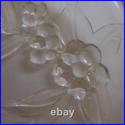 N9017 Coupelle vide-poche verre rond blanc transparent fleur vintage art nouveau