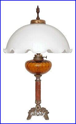 Original Art Nouveau Lampe de Table Lampe à Pétrole Lampe Verre Opale
