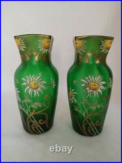 PAIRE DE VASES EN VERRE ÉMAILLÉ LEGRAS Art Nouveau