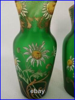 PAIRE DE VASES EN VERRE ÉMAILLÉ LEGRAS Art Nouveau