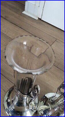 PAIRE DE VASES VERRE ET METAL ARGENTE ORIVIT JUGENSTIL ART NOUVEAU 1900 28 cm