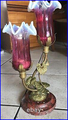 PHOTOPHORE Bronze Verre Art Nouveau 1900