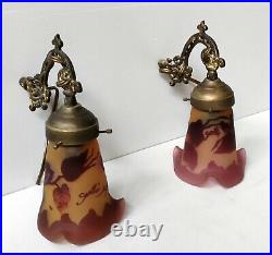 Paire Applique Bronze Tulipe Pate De Verre Grave A L'acide Signe Galle Tip 1980 Paire Applique Bronze Tulipe Pate De Verre Grave A L'acide Signe Galle Tip 1980