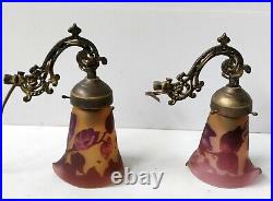 Paire Applique Bronze Tulipe Pate De Verre Grave A L'acide Signe Galle Tip 1980 Paire Applique Bronze Tulipe Pate De Verre Grave A L'acide Signe Galle Tip 1980