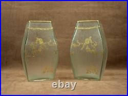 Paire D'importants Vases En Verre Givre A L'acide Baccarat Art Nouveau