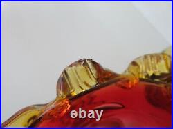 Paire d'ancien VASE ART NOUVEAU VERRE TORSE ROUGE ET AMBRE, AMBERINA