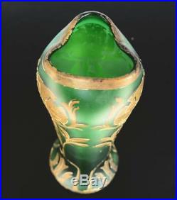 Paire de vase Art nouveau 1900 en verre soufflé et décoré à l'or